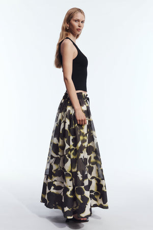 Ink Floral Full Maxi Skirt - side