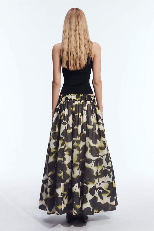 Ink Floral Full Maxi Skirt - back