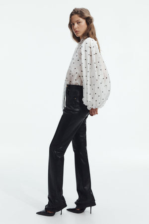 Polka-Dot Tie-Neck Blouse - side