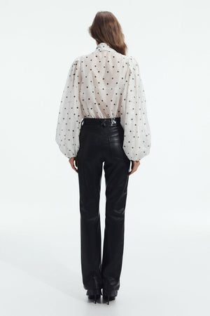 Polka-Dot Tie-Neck Blouse - back